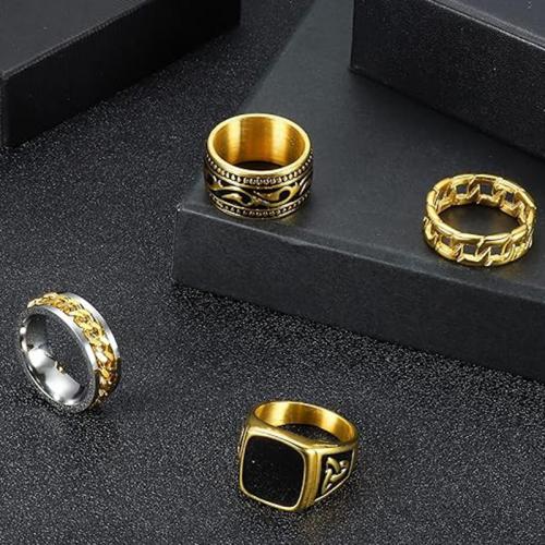 Anillo de dedo de acero inoxidable, acero inoxidable 304, 4 piezas & Joyería & diverso tamaño para la opción & para hombre, libre de níquel, plomo & cadmio, Width 8mm,Thickness 2mm, 4PCs/Set, Vendido por Set