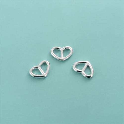 925 Sterling Silver connettori, 925 argento sterlina, Cuore, DIY & cavo, argento, 15x10.70x2.20mm, Venduto da PC