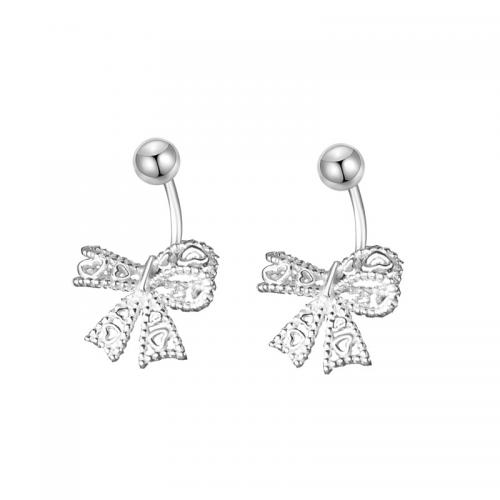 925 sterling zilver Stud Earring, Strik, voor vrouw & hol, zilver, 10x8.30mm, Verkocht door pair