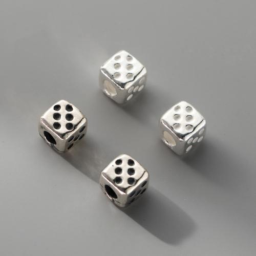 925 Sterling Silver coirníní, dice, DIY, dathanna níos mó le haghaidh rogha, 6.50x6.50x7mm, Poll:Thart 3mm, Díolta De réir PC