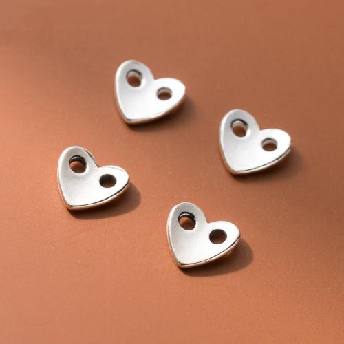 925 Sterlingsilber Schmuckverbinder, 925 Sterling Silber, Herz, DIY, keine, 9x8.50x1mm, Bohrung:ca. 2mm, verkauft von PC