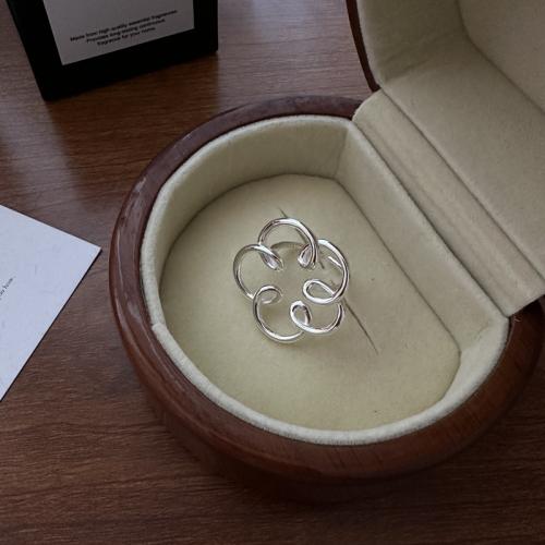 Sterling Silver Jewelry Finger Ring, 925 Sterling Silver, Flower, snasta, Inchoigeartaithe & jewelry faisin & do bhean, nicil, luaidhe & caidmiam saor in aisce, 17.50mm, Díolta De réir PC