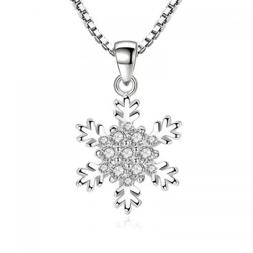 Cubic Zircon Micro Pave Brass Necklace, with 1.97inch extender chain, Snowflake, fashion jewelry & micro pave cubic zirconia & for woman, nickel, lead & cadmium free, Length Approx 15.75 Inch, Sold By PC