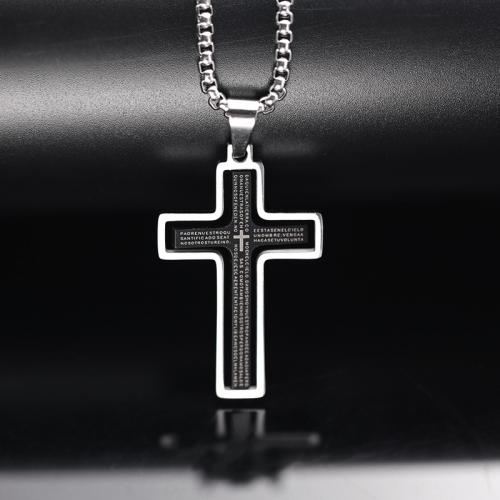 Tíotáiniam Cruach muince, Cruach Tíotáiniam, Cross, snasta, jewelry faisin & do fear, dath bunaidh, Fad Thart 60 cm, Díolta De réir PC