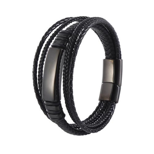 PU cavo bracciali, with 304 acciaio inox, gioielli di moda & lunghezza differente per scelta & per l'uomo, nessuno, Venduto da PC