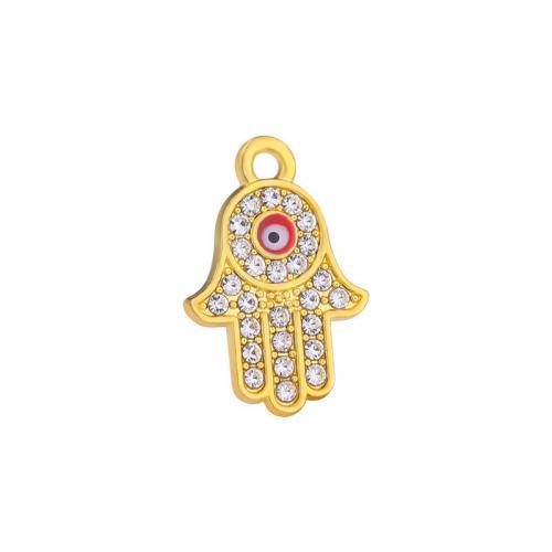 Evil Eye Pendants Zinc Alloy Hand plated DIY & evil eye pattern & with rhinestone nickel lead & cadmium free Approx Sold By Bag