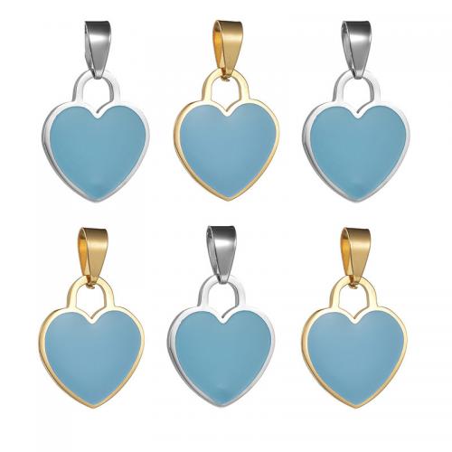 Titanium Steel Pendants Heart plated DIY & enamel Sold By PC