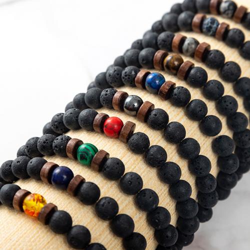 Pulseras de piedras preciosas, lava, con Piedra natural, Joyería & diferentes materiales para la opción, más colores para la opción, longitud 19 cm, Vendido por UD