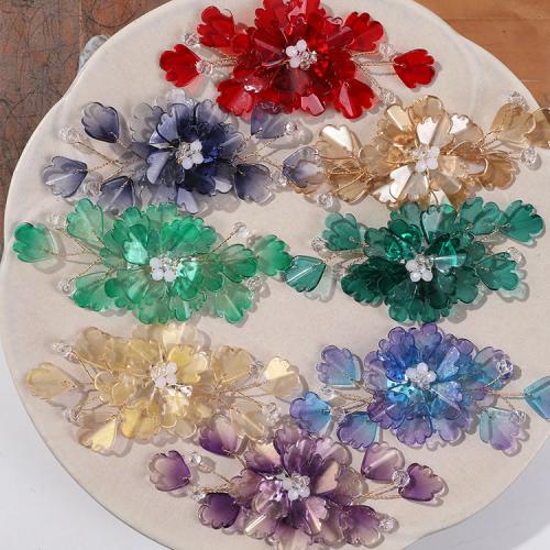 Accessoires pour cheveux résultats bricolage, chalumeau, avec Seedbead & fil en laiton & cristal, fleur, DIY, plus de couleurs à choisir, 95x46mm, Vendu par PC