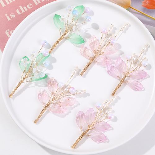 Accesorios para el cabello DIY de, Cristal de murano, con Cuentas de vidrio & alambre de latón, Flor, Bricolaje, más colores para la opción, 82x47mm, Vendido por UD