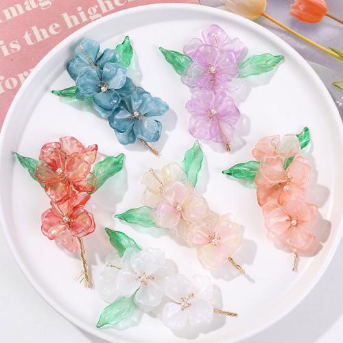 Accesorios para el cabello DIY de, Cristal de murano, con Cuentas de vidrio & alambre de latón, Flor, Bricolaje, más colores para la opción, 80x55mm, Vendido por UD