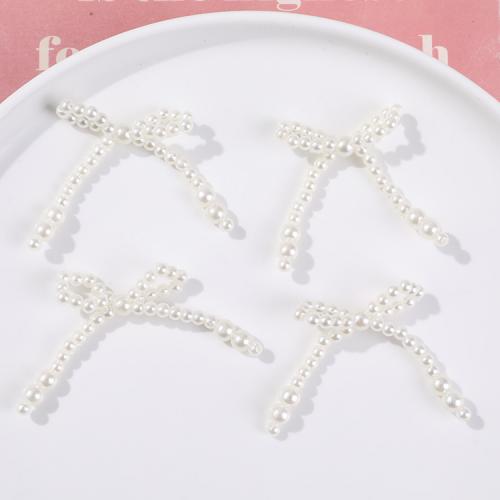 Accesorios para el cabello DIY de, Perlas de plástico ABS, Lazo, Bricolaje, Blanco, 50x35mm, Vendido por UD