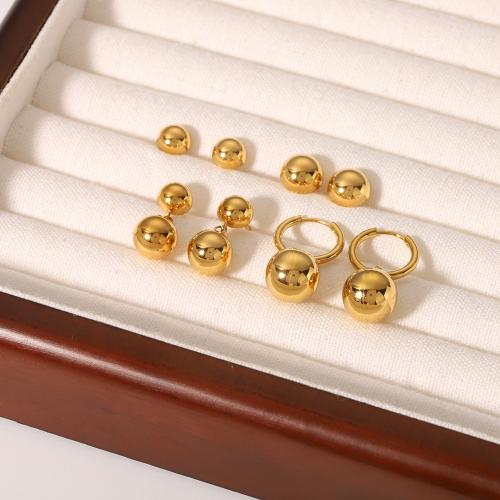 Stainless Steel Stud Earrings 304 Stainless Steel 18K gold plated fashion jewelry & for woman nickel lead & cadmium free Sold By Pair