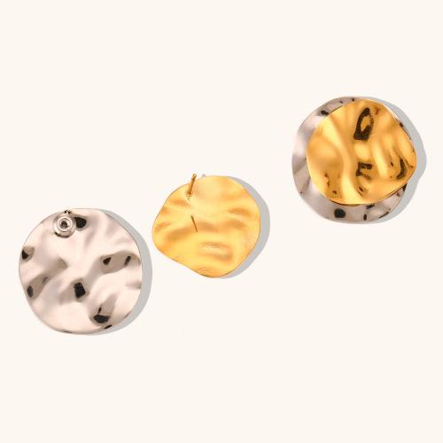 Stainless Steel Stud Earrings 316L Stainless Steel Vacuum Ion Plating for woman golden Sold By Pair