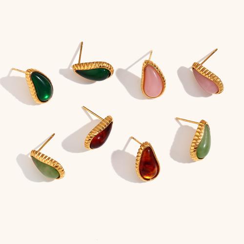 Cruach dhosmálta Graí Earrings, 316L Cruach dhosmálta, le Gemstone, do bhean, dathanna níos mó le haghaidh rogha, Díolta De réir Péire