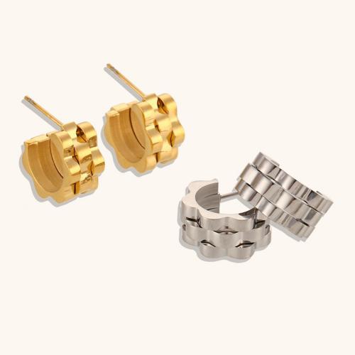 Stainless Steel Stud Earrings 304 Stainless Steel Vacuum Ion Plating for woman Sold By Pair