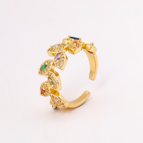 Cúbicos Circonia Micro Pave anillo de latón, metal, chapado, micro arcilla de zirconia cúbica & para mujer, dorado, Vendido por UD