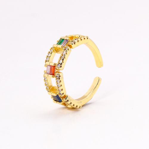 Kubieke Circonia Micro Pave Brass Ring, Messing, plated, micro pave zirconia & voor vrouw, gouden, Verkocht door PC