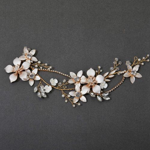 Diadema, aleación de zinc, con alambre de latón & Cristal & Perlas plásticas, Joyería & para mujer & con diamantes de imitación, dorado, libre de níquel, plomo & cadmio, 290x70mm, Vendido por UD