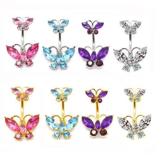 Zinc Alloy mave ring, med 316 Stainless Steel, Butterfly, forgyldt, mode smykker & Unisex, flere farver til valg, 32mm, Solgt af PC