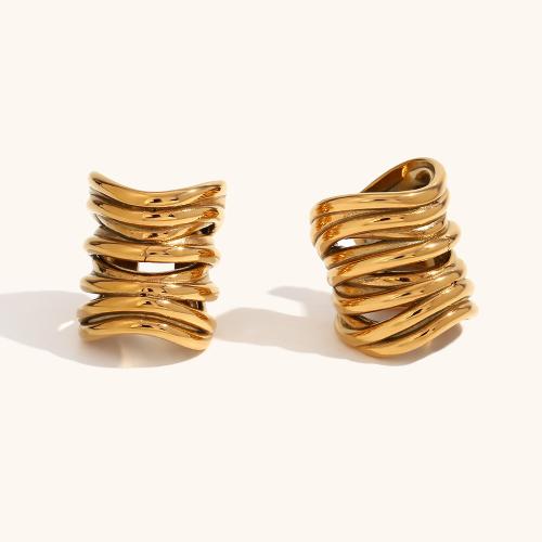 Pendientes Ear Cuff, acero inoxidable 316L, 18K chapado en oro, Joyería & para mujer, libre de níquel, plomo & cadmio, 20x23.60mm, Vendido por Par