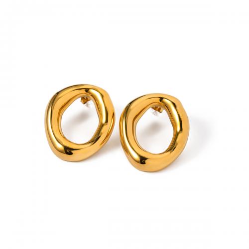 Stainless Steel Stud Earrings 304 Stainless Steel 18K gold plated fashion jewelry & for woman golden Sold By Pair