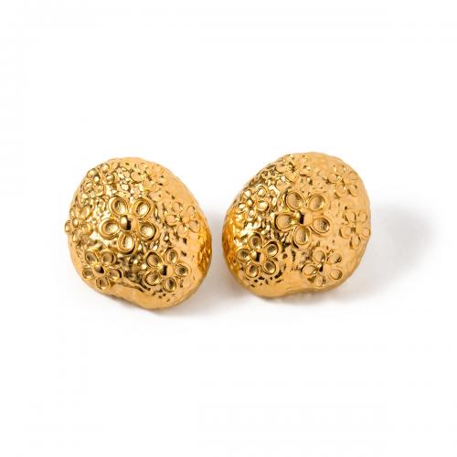 Stainless Steel Stud Earrings 304 Stainless Steel 18K gold plated fashion jewelry & for woman golden Sold By Pair