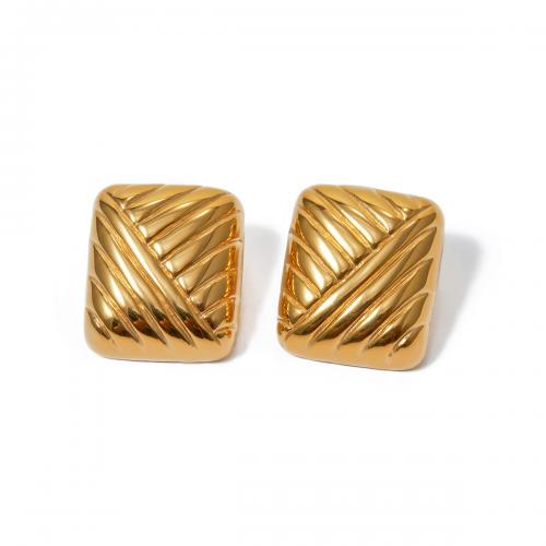 Stainless Steel Stud Earrings 304 Stainless Steel 18K gold plated fashion jewelry & for woman golden Sold By Pair