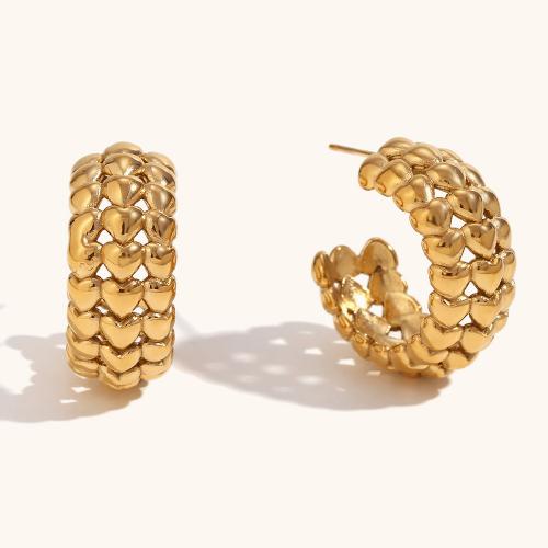 Stainless Steel Stud Earrings 316L Stainless Steel 18K gold plated fashion jewelry & for woman golden Sold By Pair