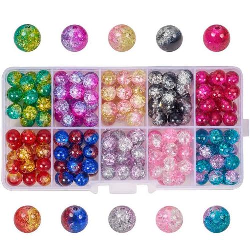 Fashion Glazen kralen, Glas, met Plastic Box, Ronde, DIY & knetteren, gemengde kleuren, 8x8mm, Gat:Ca 1.3mm, Verkocht door box