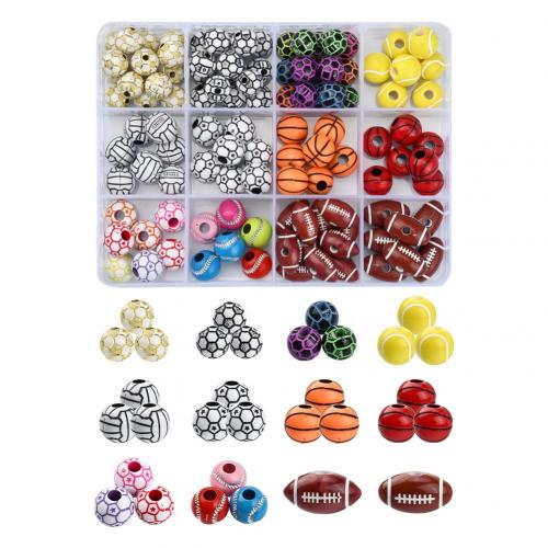 Akryl Bead, med Plastboks, du kan DIY, blandede farver, 130x100x22mm, Ca. 146pc'er/Box, Solgt af Box