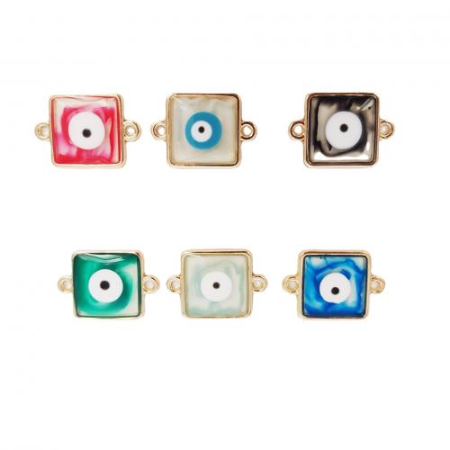 Evil Eye Connector Zinc Alloy Square gold color plated DIY & enamel & 1/1 loop nickel lead & cadmium free Sold By Bag