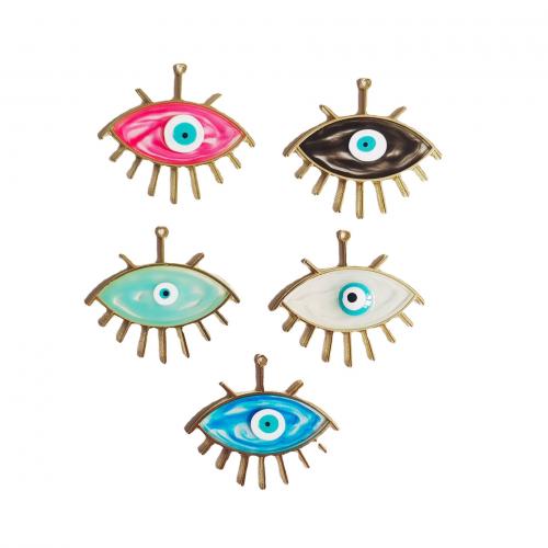 Evil Eye Hangers, Zinc Alloy, Ronde, gold plated, DIY & glazuur, meer kleuren voor de keuze, nikkel, lood en cadmium vrij, 42x37mm, 100pC's/Bag, Verkocht door Bag