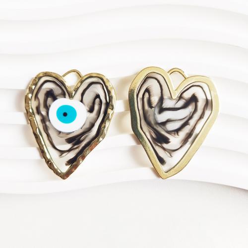 Evil Eye Pendants Zinc Alloy Heart gold color plated DIY & enamel nickel lead & cadmium free Sold By Bag