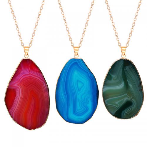 Bijoux pendentifs en laiton, avec Agate, larme, Placage de couleur d'or, DIY, plus de couleurs à choisir, protéger l'environnement, sans nickel, plomb et cadmium, The pendant is about 30-50mm wide and 35-70mm long, Vendu par PC