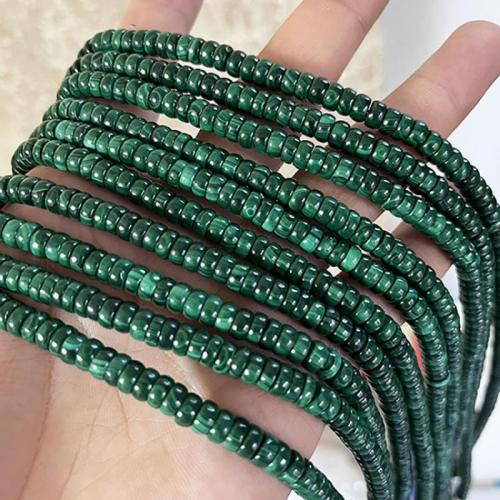 Perles malachites, Malachite, Plat rond, DIY, vert, Length: 6mmx Width: 2-3mm, Vendu par Environ 39 cm brin