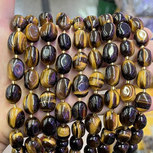 Tiger Eye Χάντρες, Μάτι της Τίγρης, Ωοειδής, DIY, κίτρινος, 10x15mm, Sold Per Περίπου 38 cm Strand