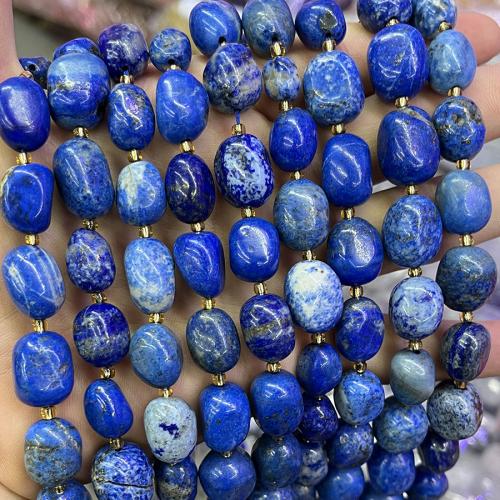 Lapislazuli Perlen, oval, DIY, blau, 10x15mm, verkauft per ca. 38 cm Strang