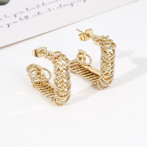 Brass Stud Earring plated for woman golden Sold By Pair