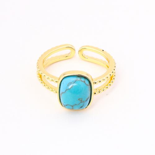 Bague en laiton, avec turquoise, Placage, pour femme, doré, Vendu par PC