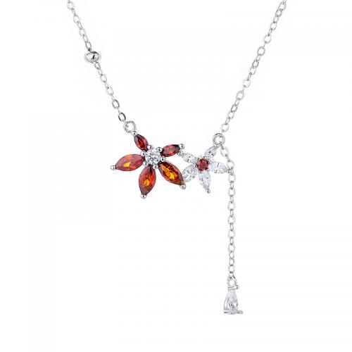 Kubieke Zircon Micro effenen Sterling zilveren ketting, 925 Sterling Zilver, met 5CM extender keten, plated, micro pave zirconia & voor vrouw, meer kleuren voor de keuze, Lengte Ca 40 cm, Verkocht door PC