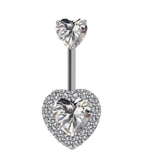 316L rostfritt stål belly ring, plated, Unisex & olika stilar för val & emalj & med cubic zirconia, rod size 1.6x10mm, Säljs av PC