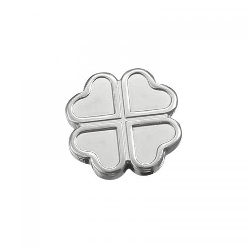 Rostfritt stål örhänge inlägg, 304 rostfritt stål, Four Leaf Clover, DIY & maskinpolering, ursprungliga färgen, nickel, bly och kadmium gratis, 14x14x2.10mm, Säljs av PC