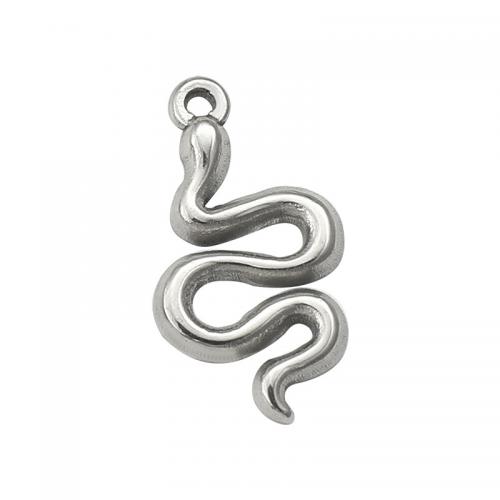 Acier inoxydable animaux Pendentifs, Acier inoxydable 304, serpent, DIY & polissage à la machine, couleur originale, protéger l'environnement, sans nickel, plomb et cadmium, 10.40x20x1.90mm, Vendu par PC