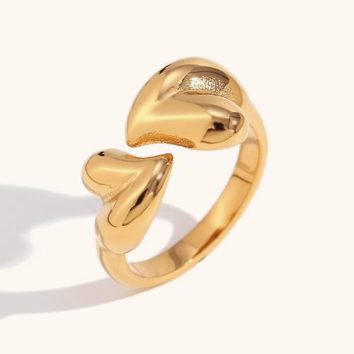 Stainless Steel Finger Ring 316L Stainless Steel Heart 18K gold plated fashion jewelry & for woman golden Sold By PC