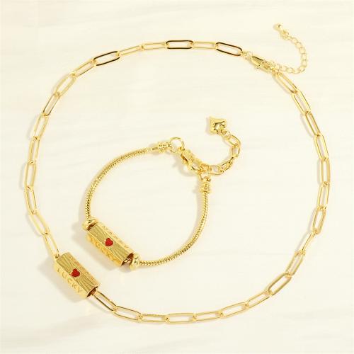 Gioielli Brass Set, ottone, with 5cm extender chain, placcato color oro, stili diversi per la scelta & per la donna & smalto, dorato, assenza di nichel,piombo&cadmio, Lunghezza Appross. 40 cm, Appross. 22 cm, Venduto da PC