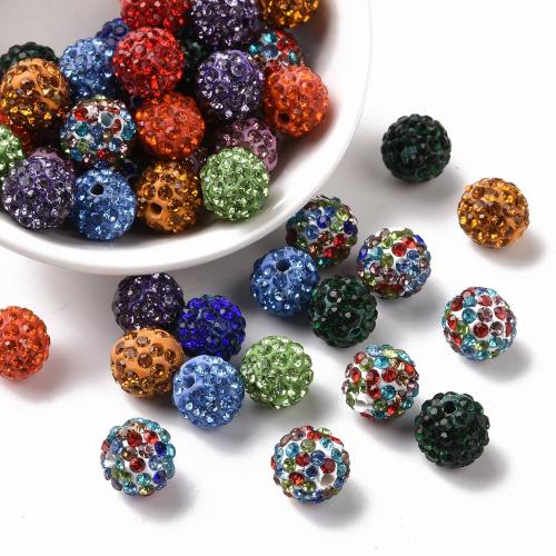 Abalorios de FIMO, Arcilla polimero, Esférico, Bricolaje & con diamantes de imitación, más colores para la opción, 10mm, aproximado 100PCs/Bolsa, Vendido por Bolsa