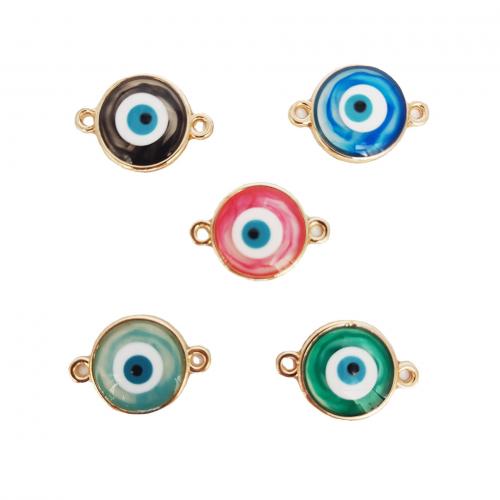 Evil Eye Connector Zinc Alloy Round gold color plated DIY & enamel & 1/1 loop nickel lead & cadmium free Sold By Bag