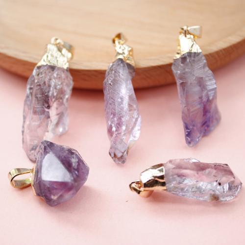 Natürlicher Quarz Anhänger, Amethyst, Unregelmäßige, plattiert, DIY, keine, The size of the pendant is about 20-50mm, verkauft von PC