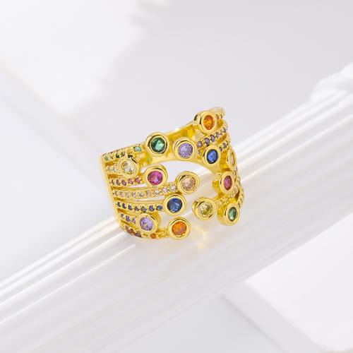 Cubi Circonia Micro Pave anello in ottone, Cerchio, placcato color oro, gioielli di moda & Micro spianare cubic zirconia & per la donna, colori misti, assenza di nichel,piombo&cadmio, Venduto da PC